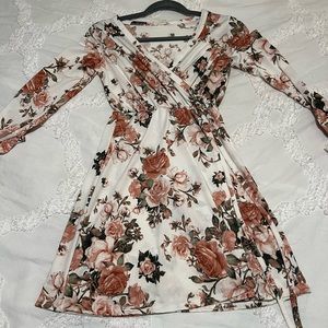 Floral Long-Sleeve Fit & Flare Dress